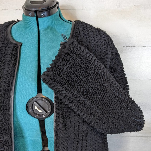 Michael Kors Chunky Black Open Cardigan Quilted Jacket Size L - Picture 6 of 7